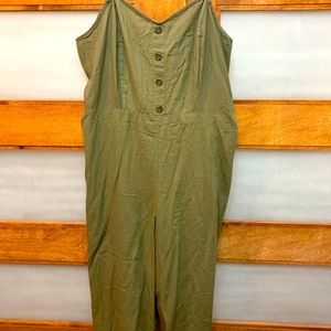 Wide Leg Cropped Romper with Pockets